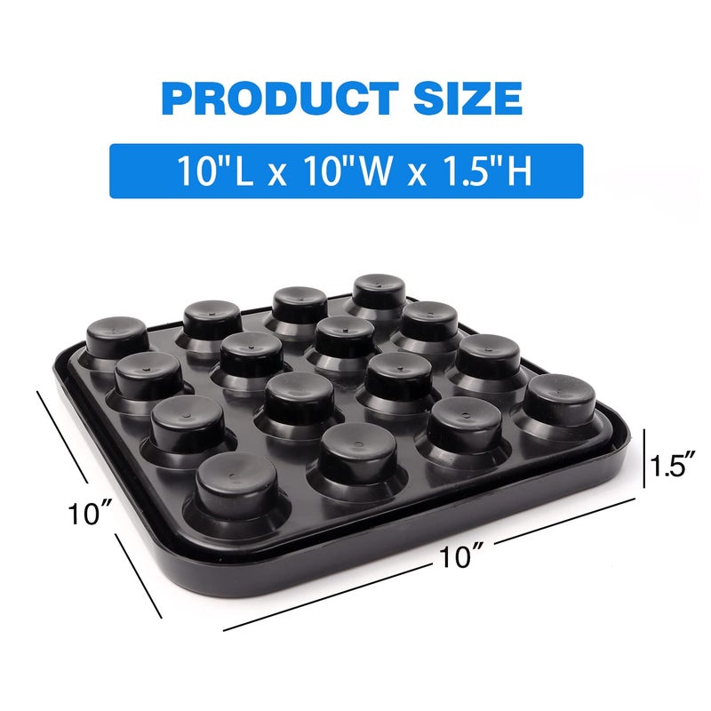 GSE Games & Sports Expert Black Plastic Pool Ball Carrying Tray, Billiard Ball Storage Tray for 16 Balls Full Set Regulation Size Billiard Balls - Image 3